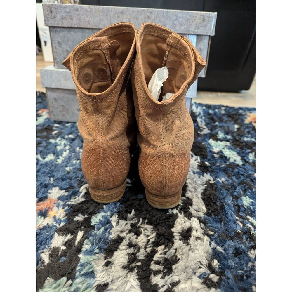 A.S.98 Brielle Bootie Sandals Tan Leather Slouch Peep Toe Zip EU 39 US 8.5–9 - Picture 5 of 9